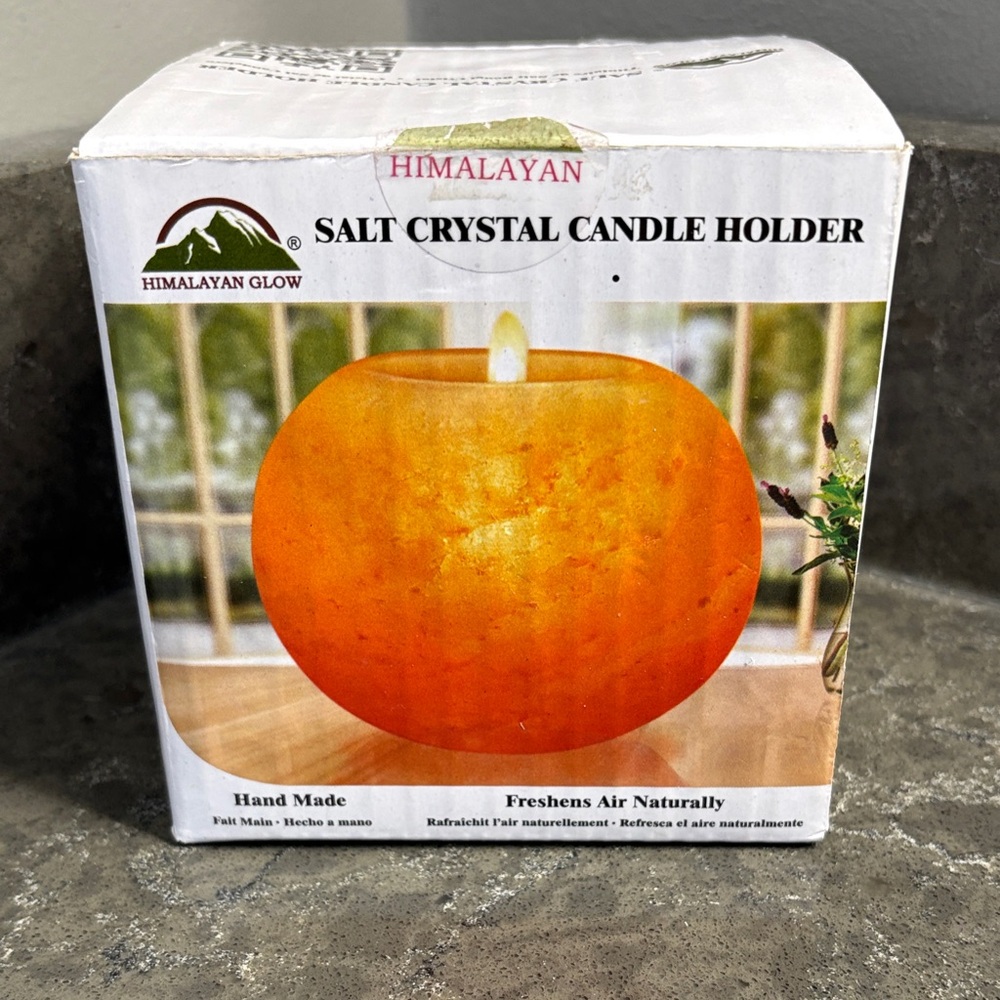 Himalayan Glow Orange Salt Crystal Candle Holder